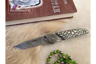 Складной нож Кизляр Байкер-2 - Дамаск Кубачи серебро