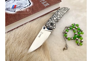Складной нож Кизляр Ирбис - х12мф Кубачи серебро