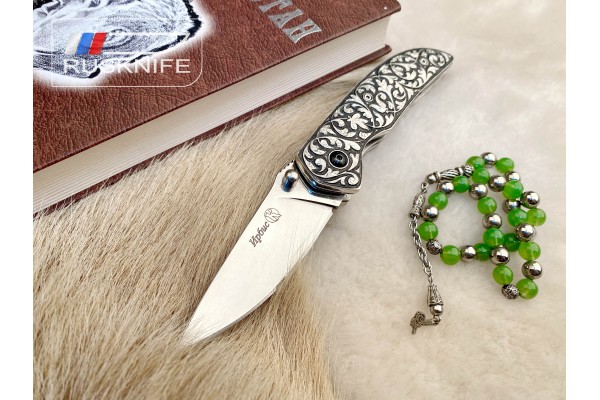 Складной нож Кизляр Ирбис - х12мф Кубачи серебро