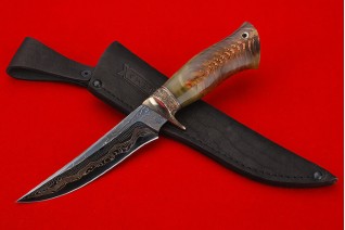 Нож LEMAX чешуя змеи - ламинированный дамаск