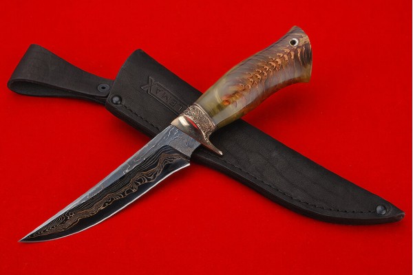 Нож LEMAX чешуя змеи - ламинированный дамаск