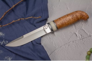 Финский Нож 4 (D2, карельская береза, акрил, дюраль) Стальные бивни